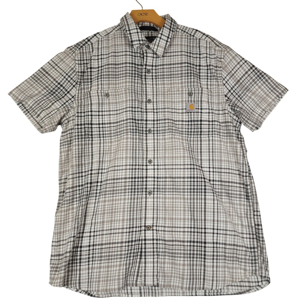 Carhartt Rugged Flex Relaxed Fit Plaid Short Sleeve Button Shirt‎ Mens L TW5701M